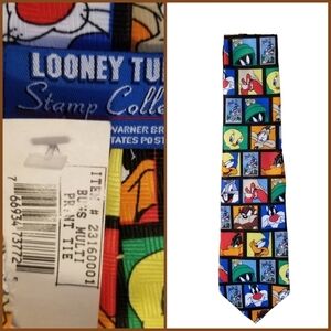 NWT Vintage 90s Looney Tunes Stamp Collection Tie